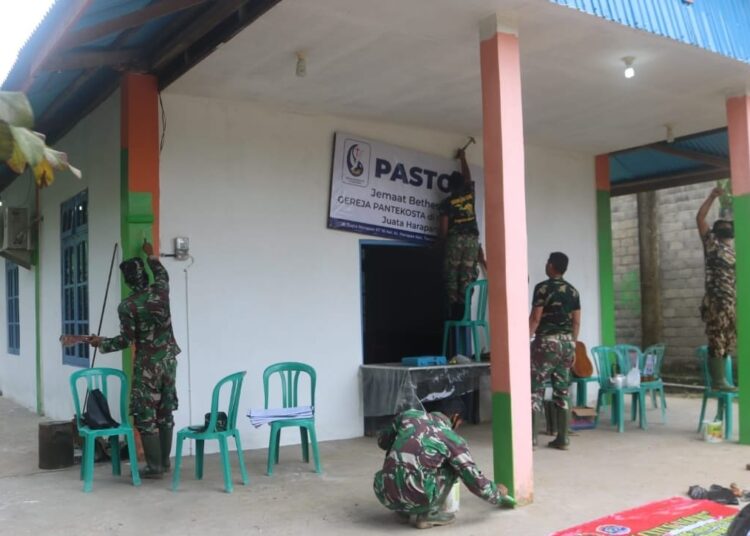 2 Gereja Dalam Progam TMMD Kodim 0907/Trk Capai 96 Persen