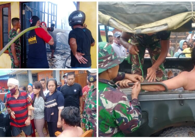 SATGAS YONIF 623/BWU POS TEMBALANG BERSAMA WARGA PADAMKAN KEBAKARAN