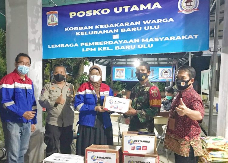 PRIHATIN TERHADAP KORBAN KEBAKARAN BARU ULU, PERTAMINA KUCURKAN BANTUAN SEMBAKO.