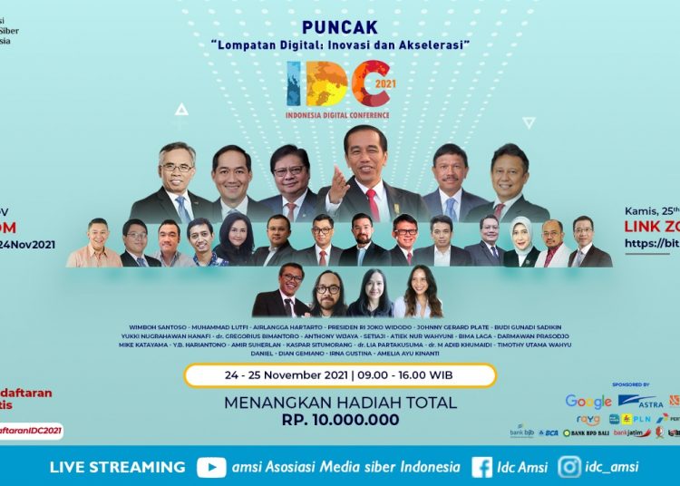 WAKILI PRESIDEN JOKOWI, MENKO PEREKONOMIAN AKAN BUKA PUNCAK IDC AMSI 2021